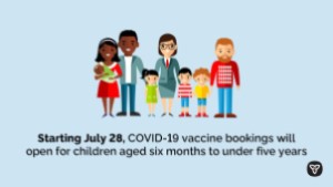 COVID-19 Vaccine Bookings to Open For Children Aged Six Months to Under Five Years