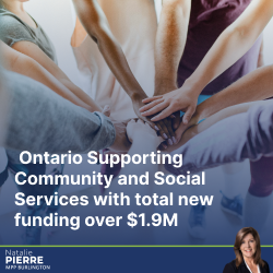 Ontario Supporting Community and Social Services with total new funding over $1.9M.