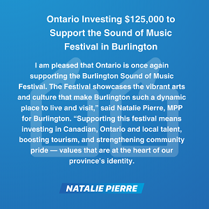 Ontario Investing $125,000 to Support the Sound of Music Festival in Burlington