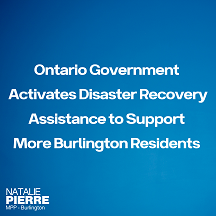 Ontario Government Activates Disaster Recovery Assistance to Support More Residents in Burlington